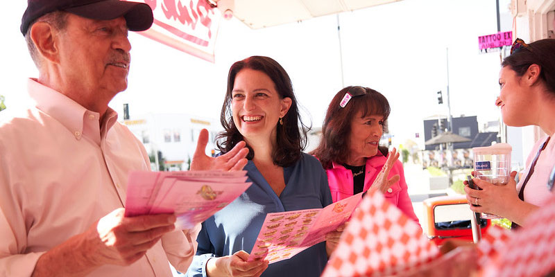 Katy with the owners of Pinks